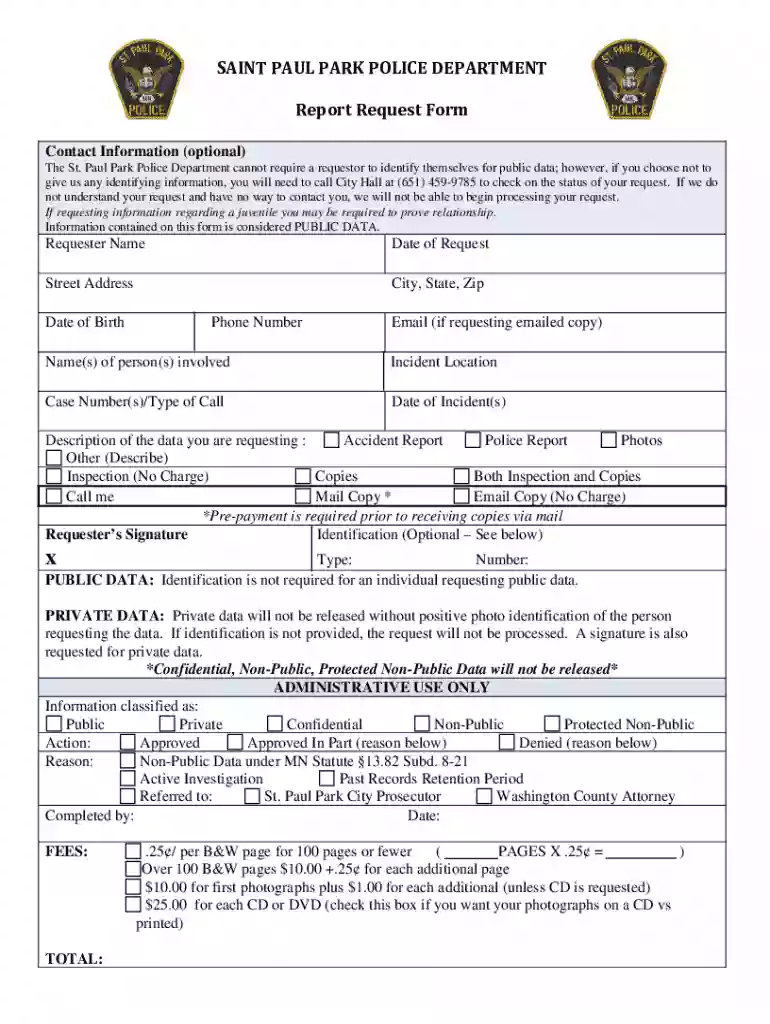 Form CenterRequest for Police Data Preview on Page 1