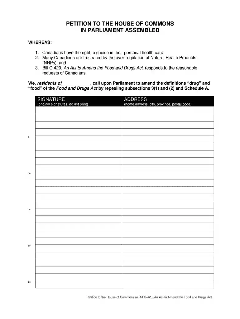 petition format Preview on Page 1