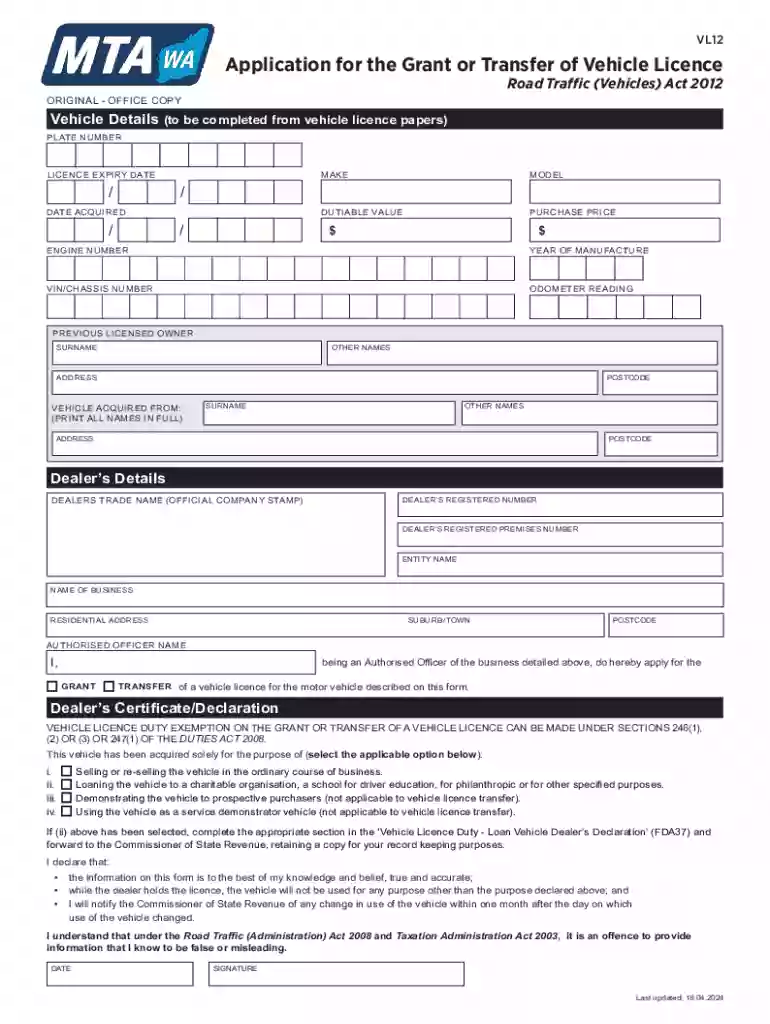 vl12 form Preview on Page 1
