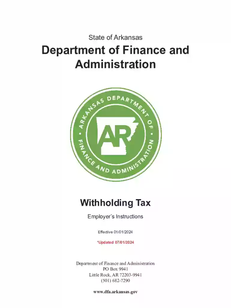 Arkansas Withholding Tax Employer Instructions Preview on Page 1