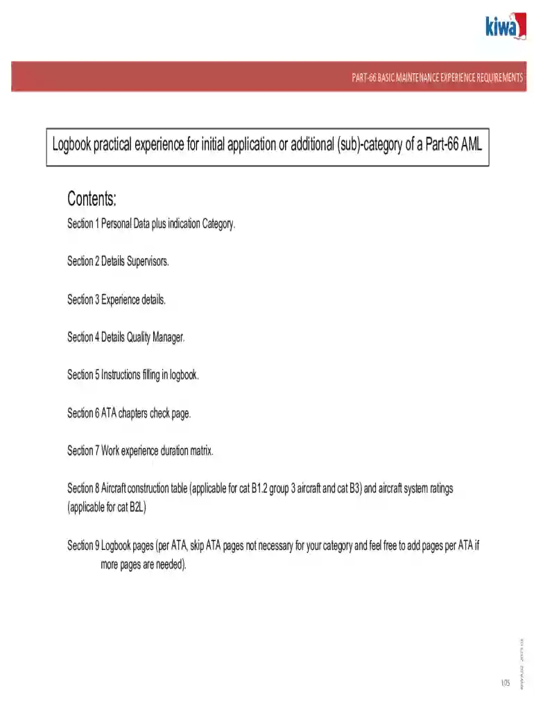 Add a category or sub-category UK Part 66 Aircraft Preview on Page 1