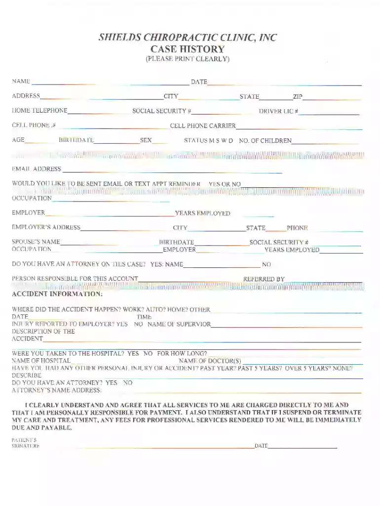 Patient Forms in Greensburg - Shields Chiropractic Clinic Preview on Page 1