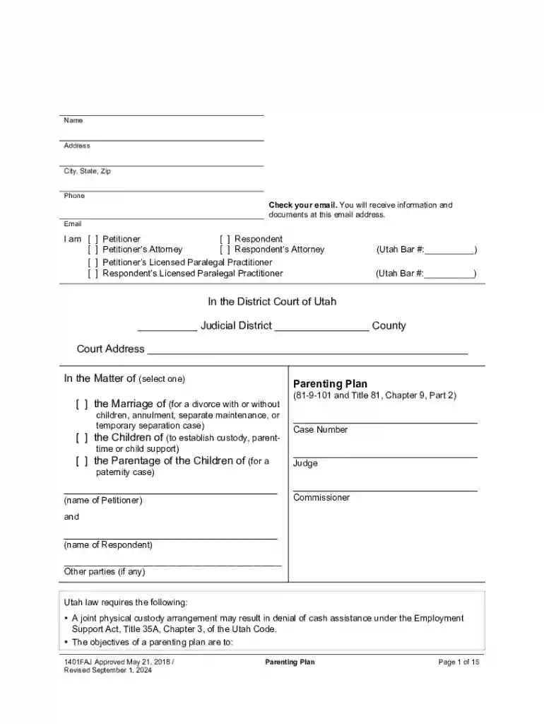 Parenting Plan Preview on Page 1