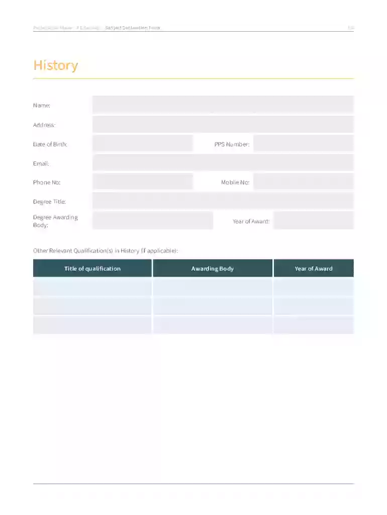 Subject Declaration Form - Politics and Society Preview on Page 1