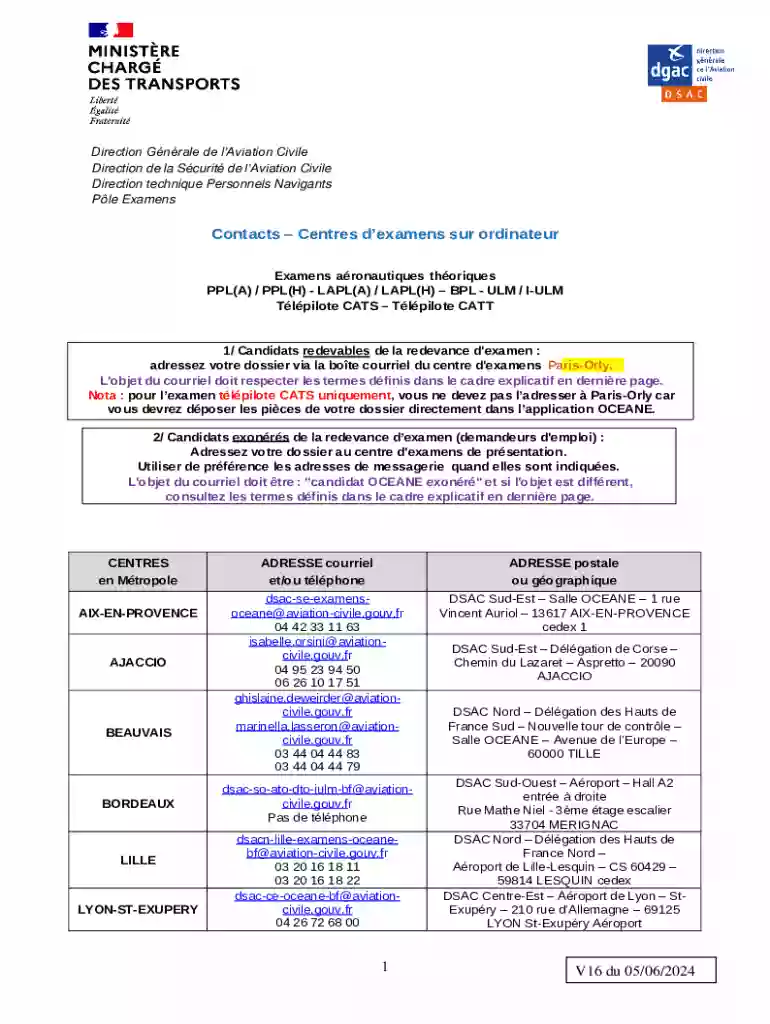 Contacts - Centre d'examens sur ordinateurs V14 Preview on Page 1