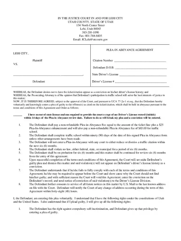justice court plea abeyance agreement Preview on Page 1