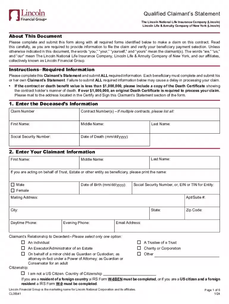 Qualified Claimant's Statement Preview on Page 1