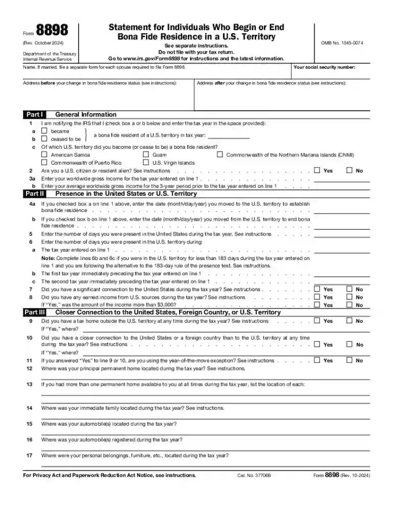 form 8898 Preview on Page 1