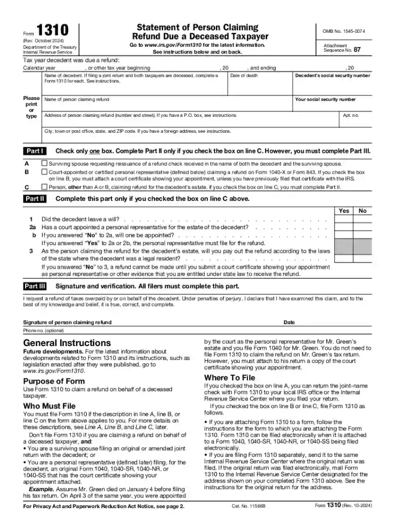 form 1310 Preview on Page 1