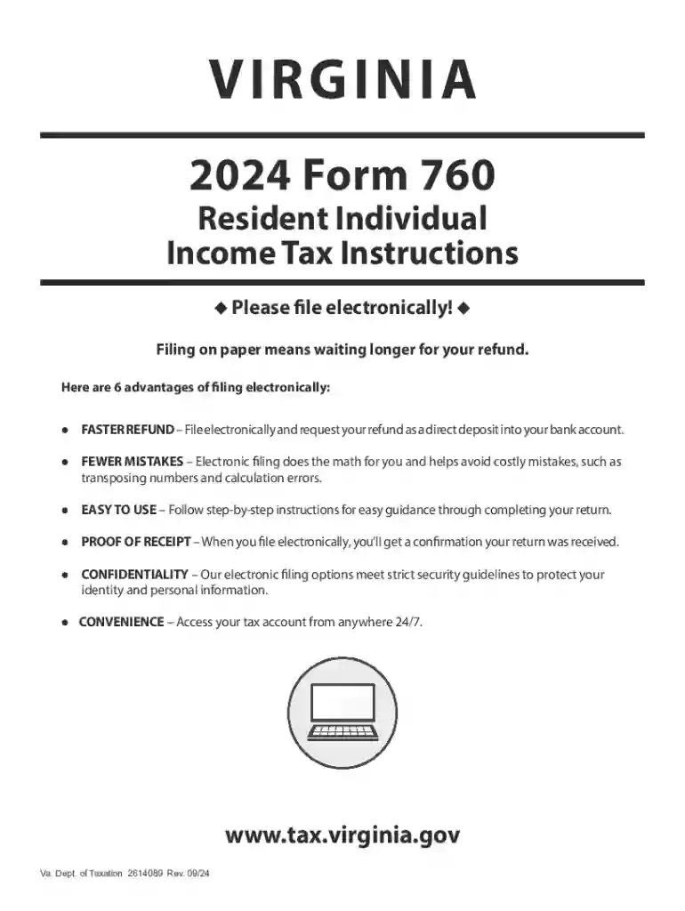Virginia 2024 Form 760 Instructions Preview on Page 1