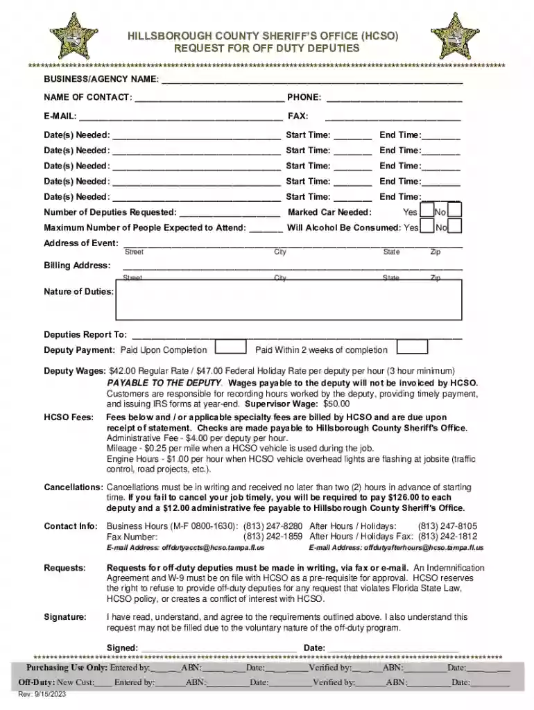 Hillsborough County Sheriff's Office: Fill out and sign online Preview on Page 1