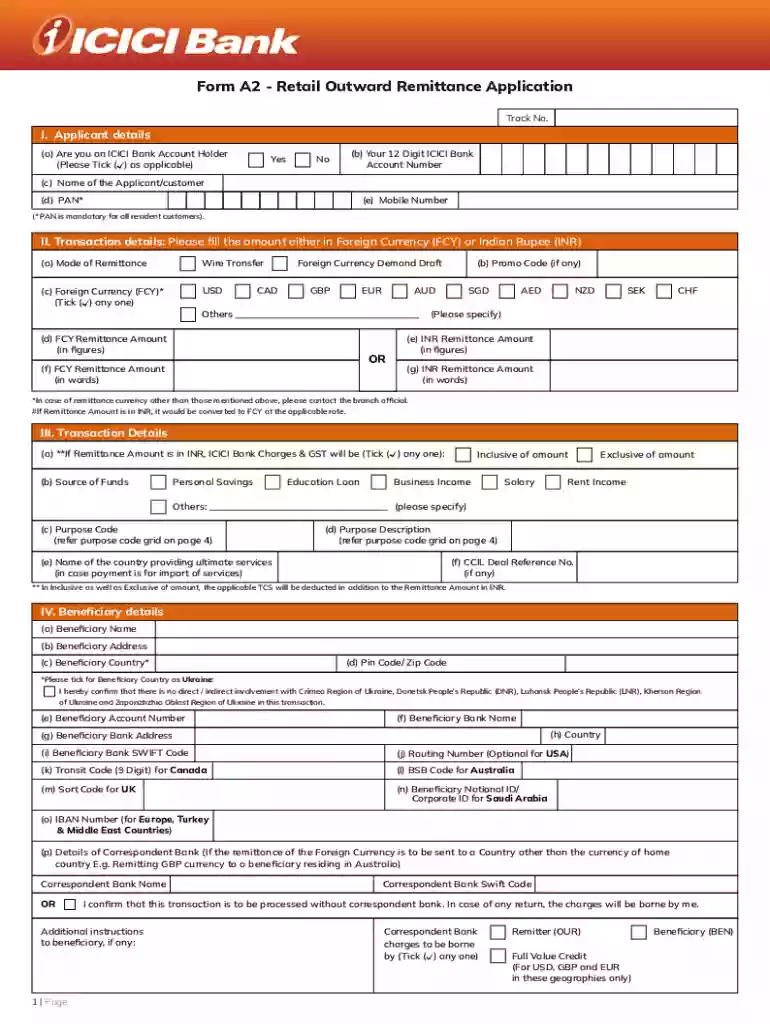 bank remittance a2 form Preview on Page 1