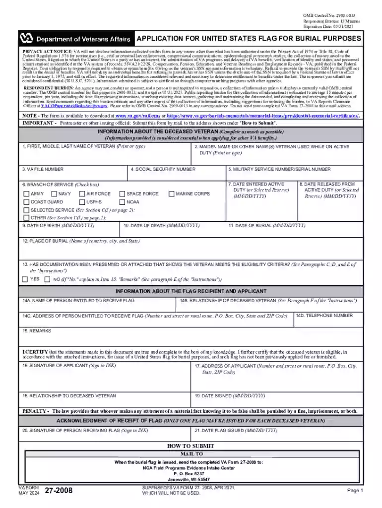 va form 27 2008 Preview on Page 1