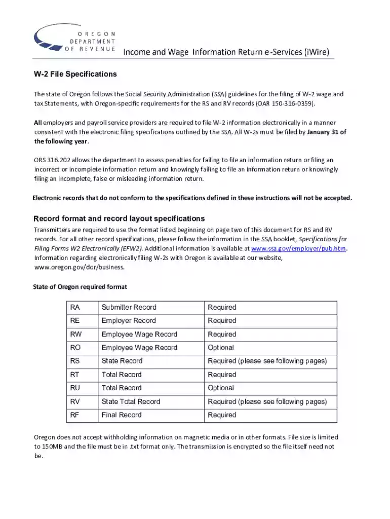 W-2 File Specifications Preview on Page 1