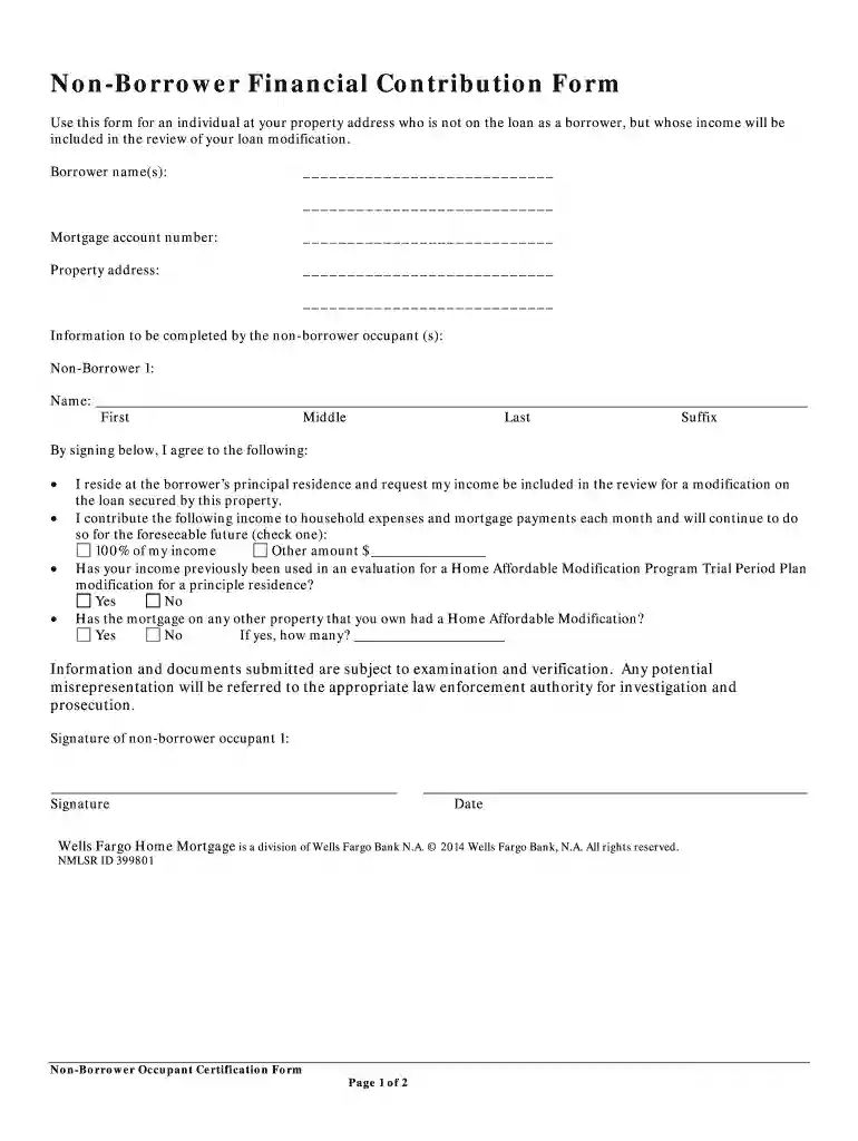 non obligor form Preview on Page 1