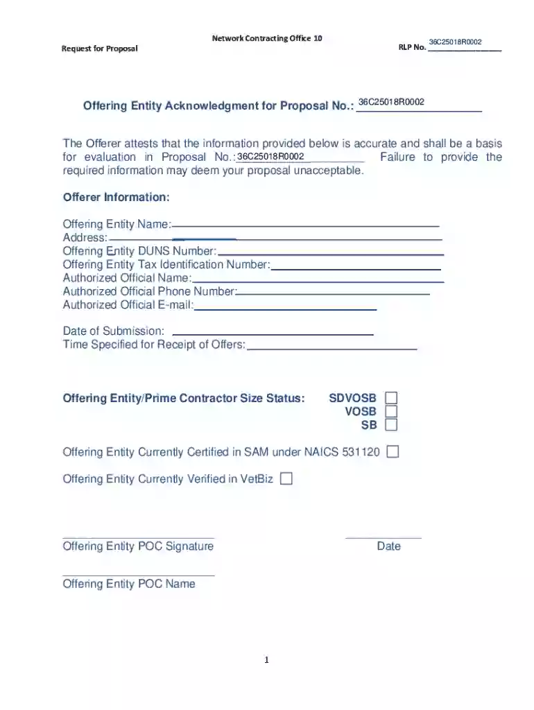 Request for Proposal Preview on Page 1