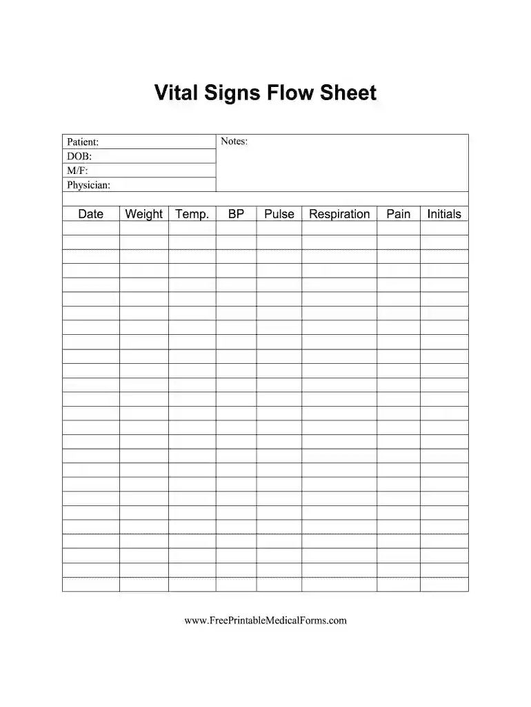 free printable vital signs sheet Preview on Page 1