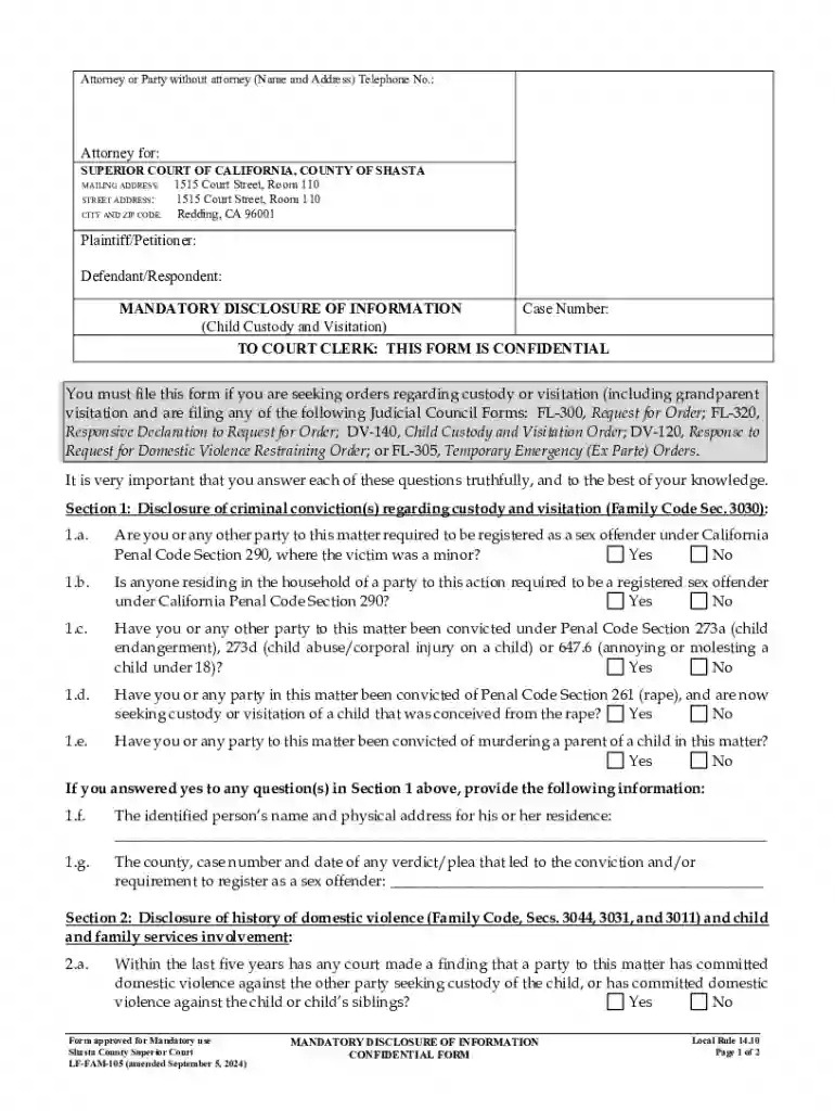 California Mandatory Disclosure Form Preview on Page 1