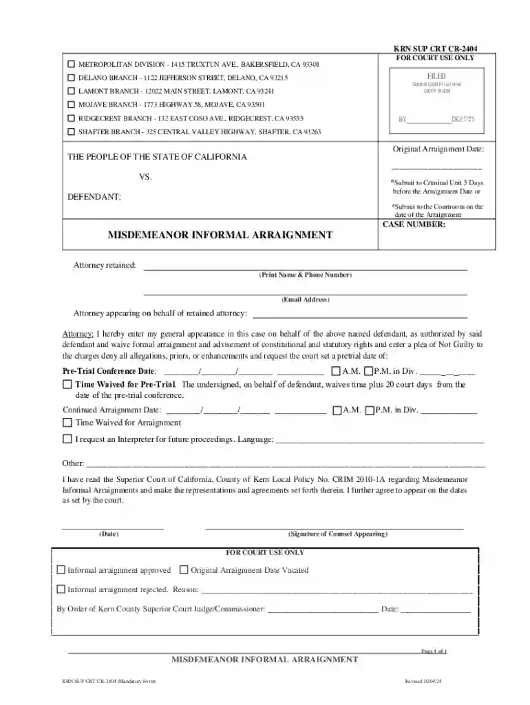 Informal Arraignment by Defendant Attorney Preview on Page 1