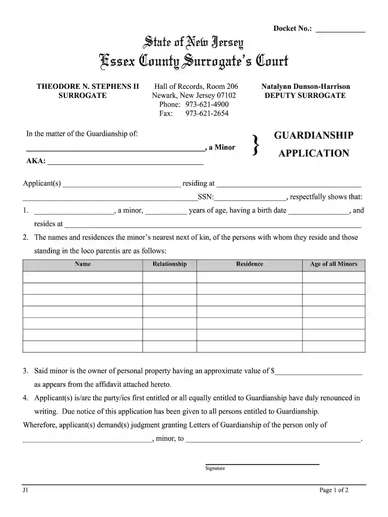 ocean county surrogate estate information sheet Preview on Page 1