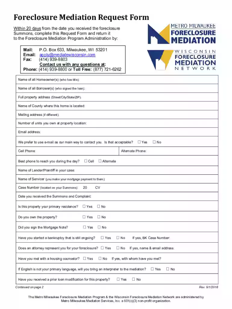Sauk County Mediation Request Form Preview on Page 1