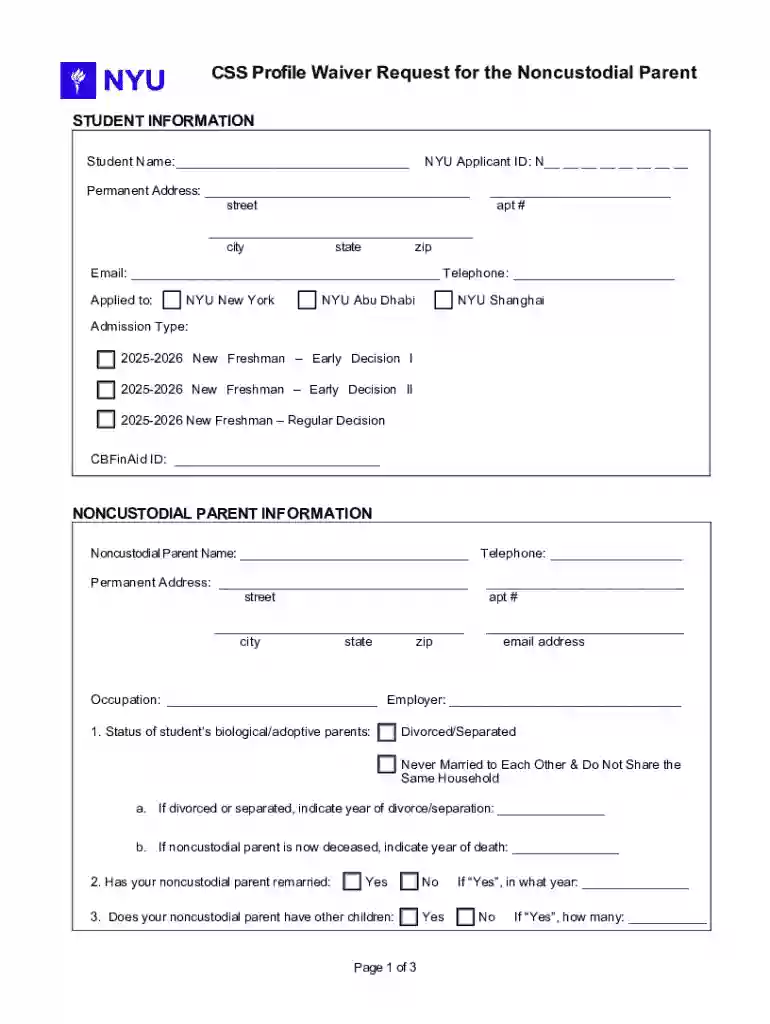 css profile waiver noncustodial parent form Preview on Page 1