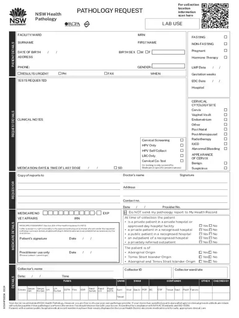 A Digital Single Statewide Pathology Test Catalogue Preview on Page 1