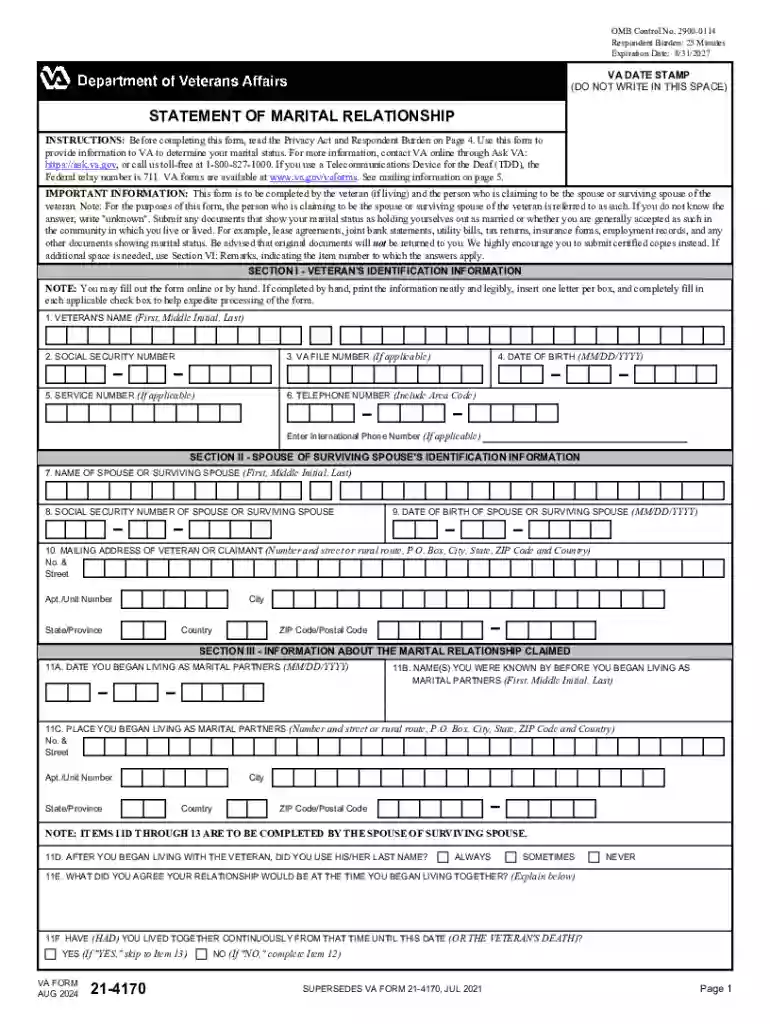 va forms 21 4170 Preview on Page 1