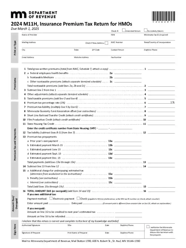 Form M11h Preview on Page 1