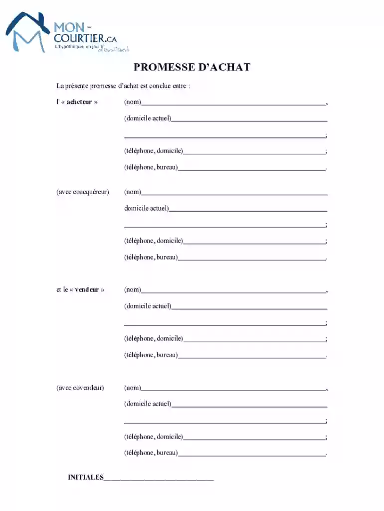PROMESSE D'ACHAT Preview on Page 1
