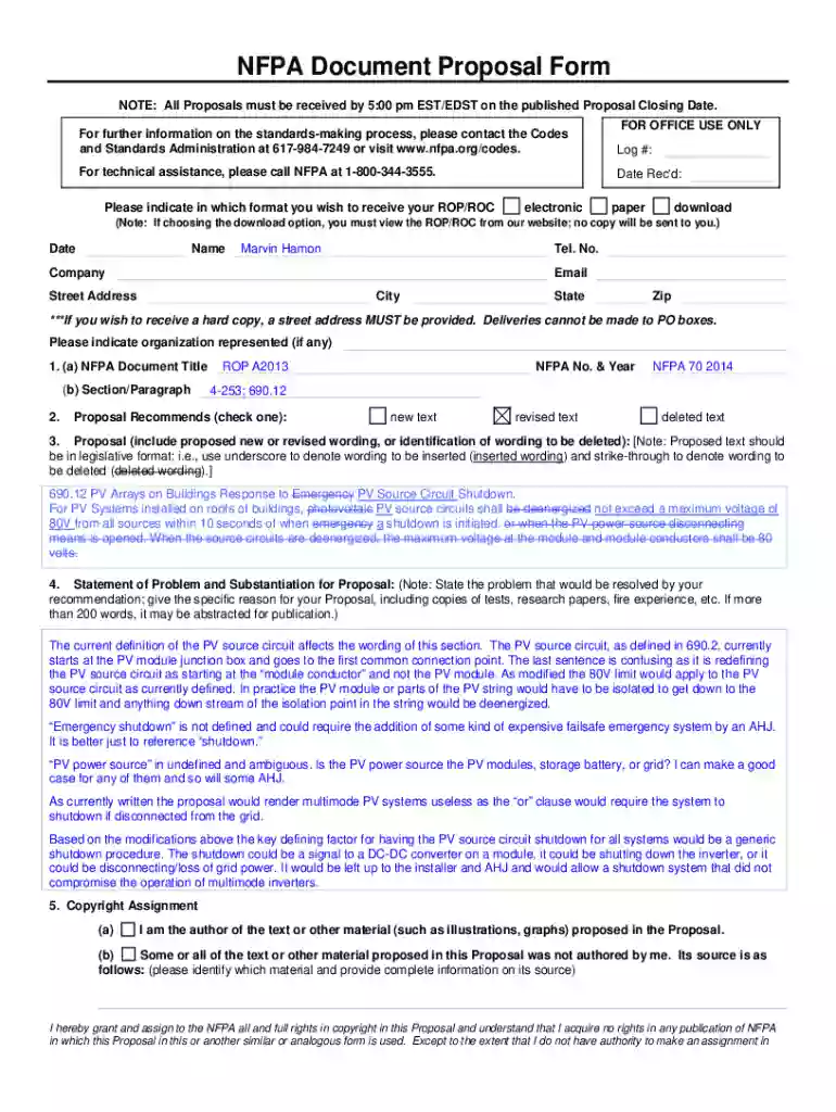Get the free NFPA Technical Committee Document Preview on Page 1