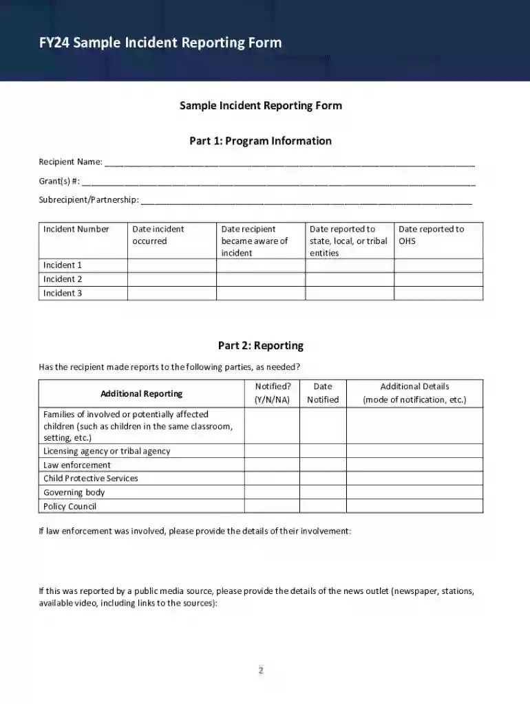 FY24 Sample Incident Reporting Form FA1 Monitoring Review Preview on Page 1