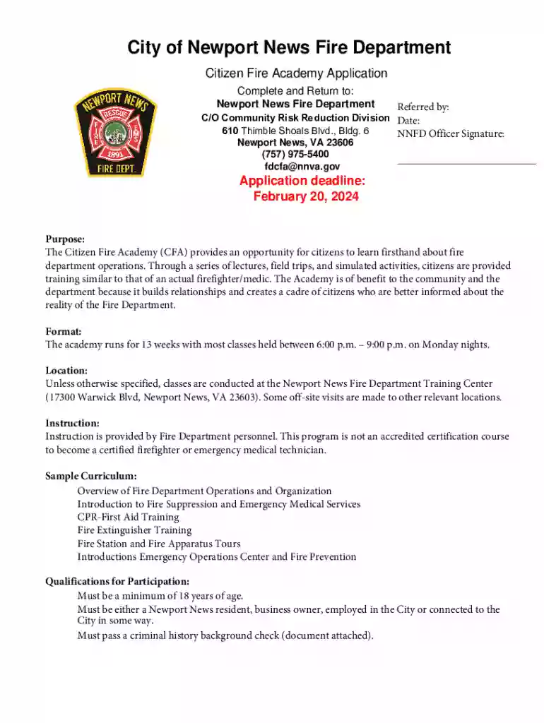 City of Newport News Fire Department Preview on Page 1