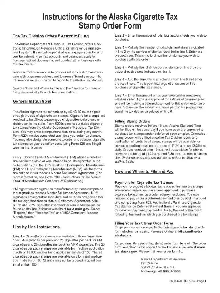 State of Alaska Cigarette Tax Stamp Order Form Preview on Page 1