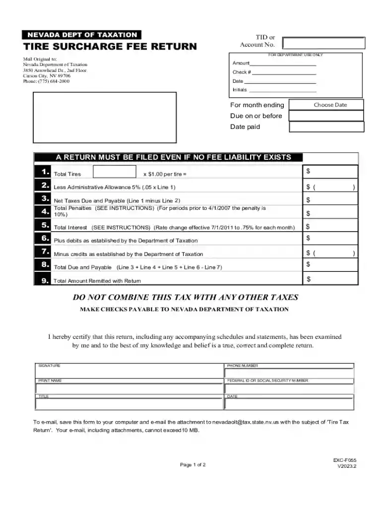 TIRE RETAILER INFORMATION SHEET STATE OF NEVADA Preview on Page 1