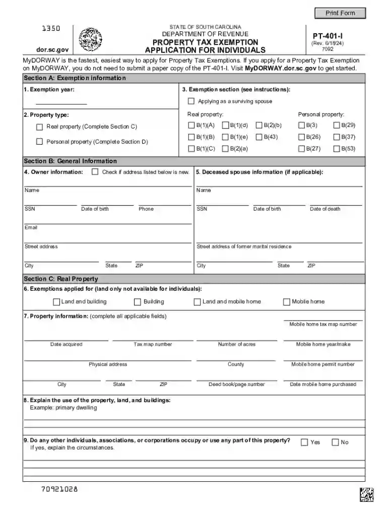 sc homestead exemption form Preview on Page 1