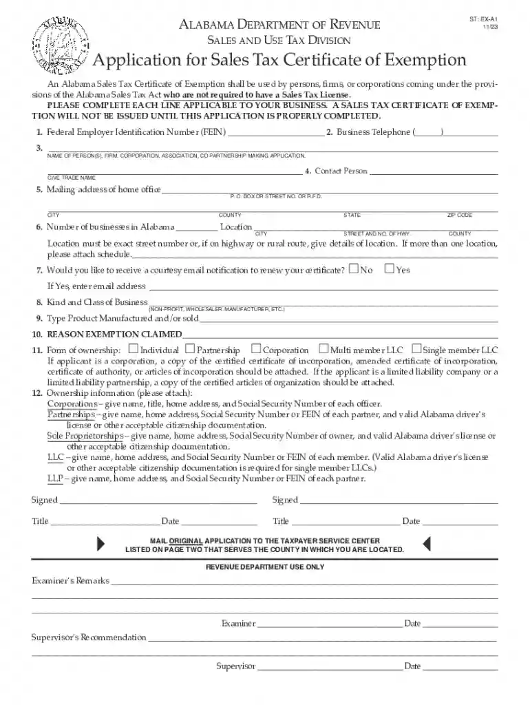 Fillable Application for Sales Tax Certificate of Exemption Preview on Page 1