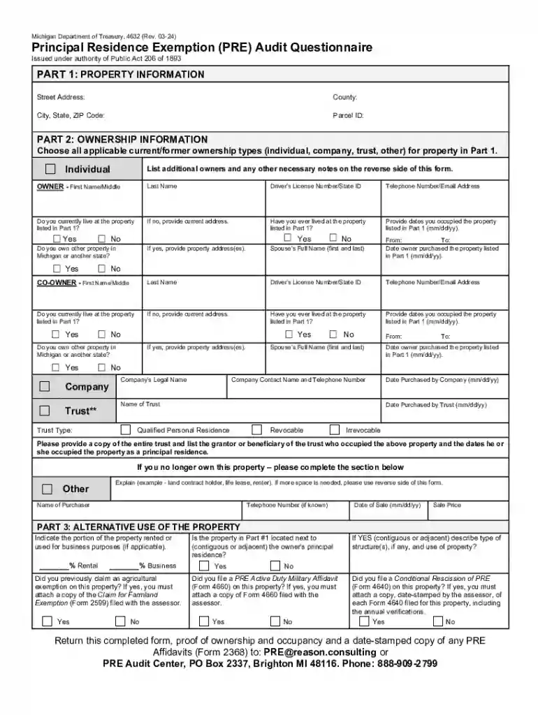 Instructions for Completing Form 4632, Principal Preview on Page 1