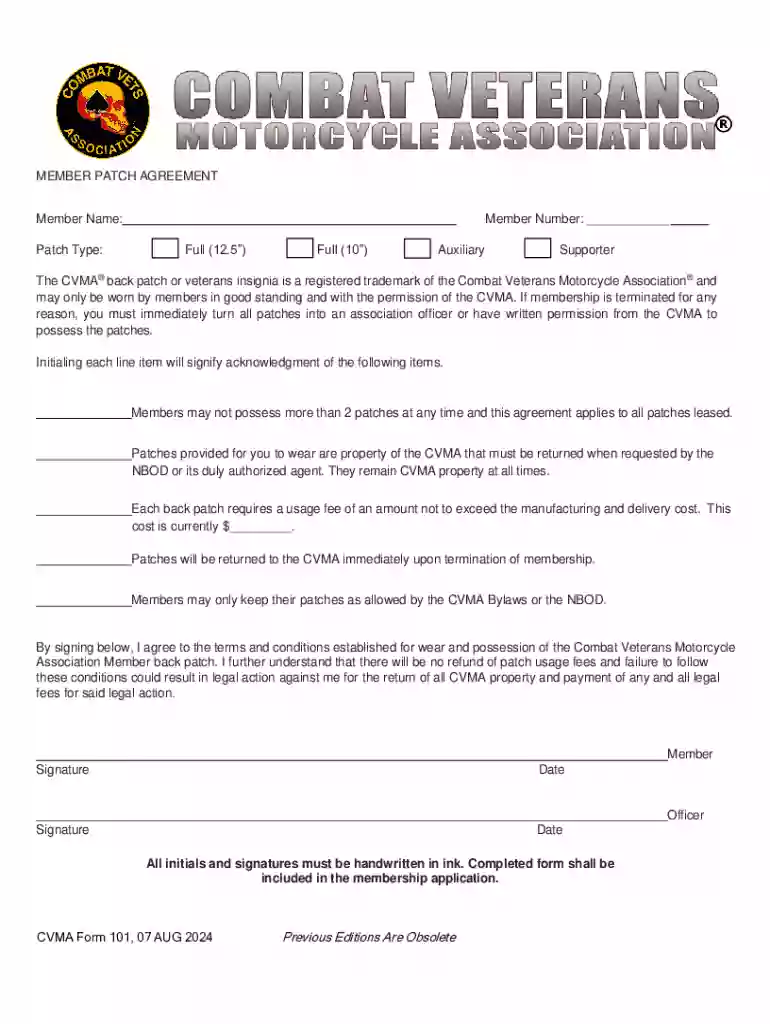 Member Patch Agreement Preview on Page 1