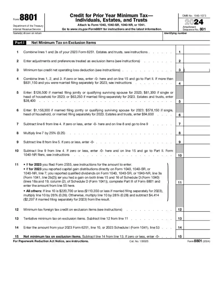 8801 tax form Preview on Page 1