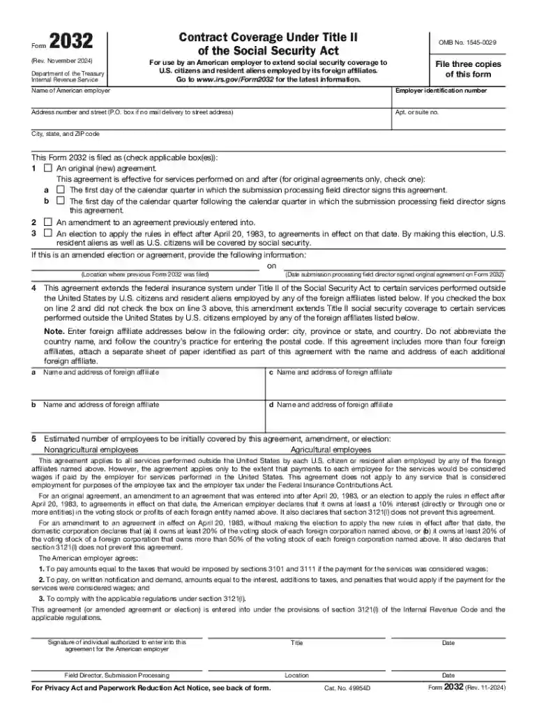 About Form 2032, Contract Coverage Under Title II of the Preview on Page 1
