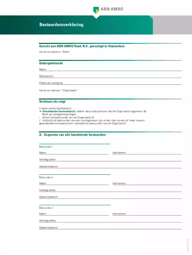 Bestuurdersverklaring for ABN AMRO Bank Preview on Page 1