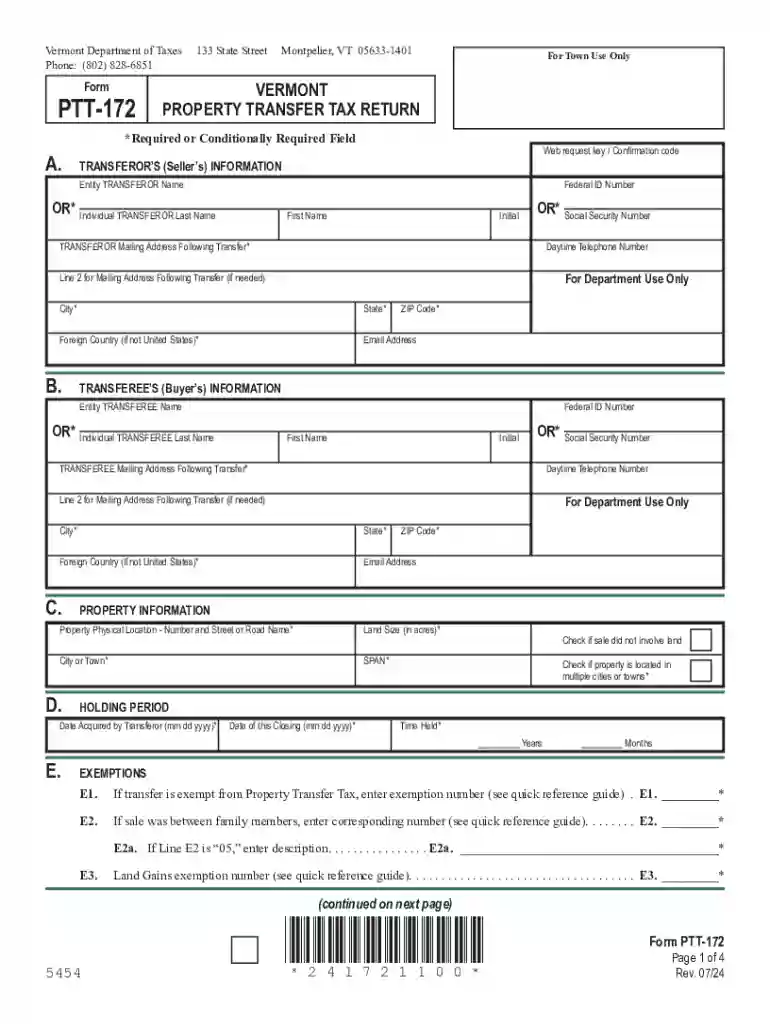 Free Vermont Pt 172 S TemplatePDF Form Preview on Page 1