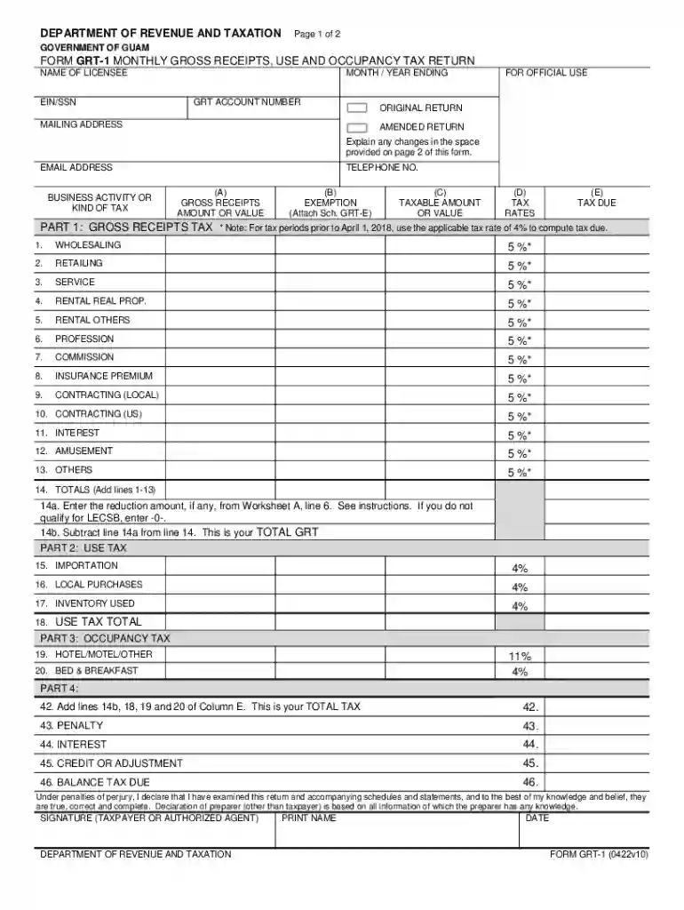 guam grt form Preview on Page 1