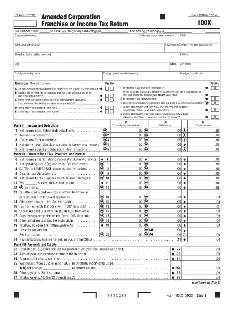 form 100 100s 100w or 100x Preview on Page 1