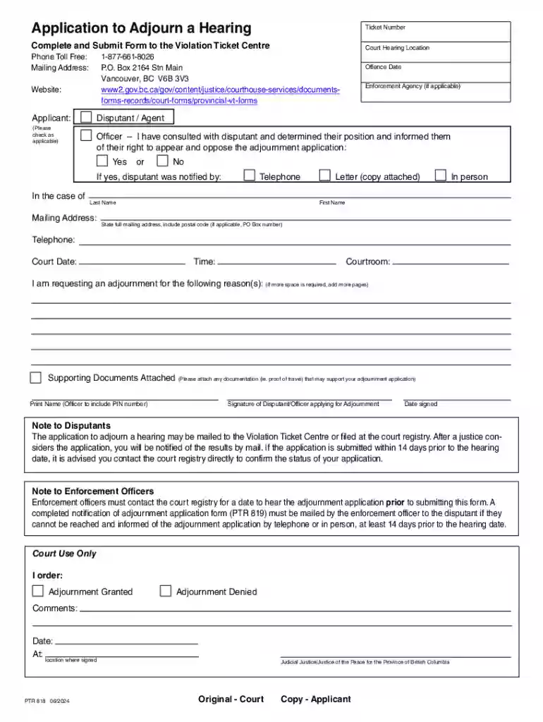 ptr 818 form Preview on Page 1