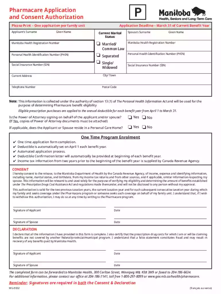manitoba pharmacare application Preview on Page 1