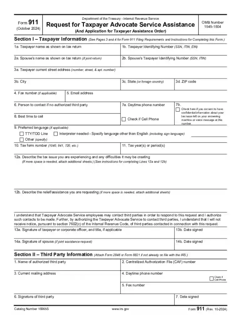 irs form 911 Preview on Page 1
