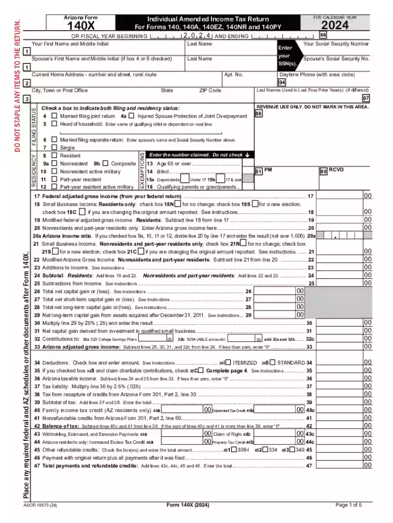form 140x arizona Preview on Page 1