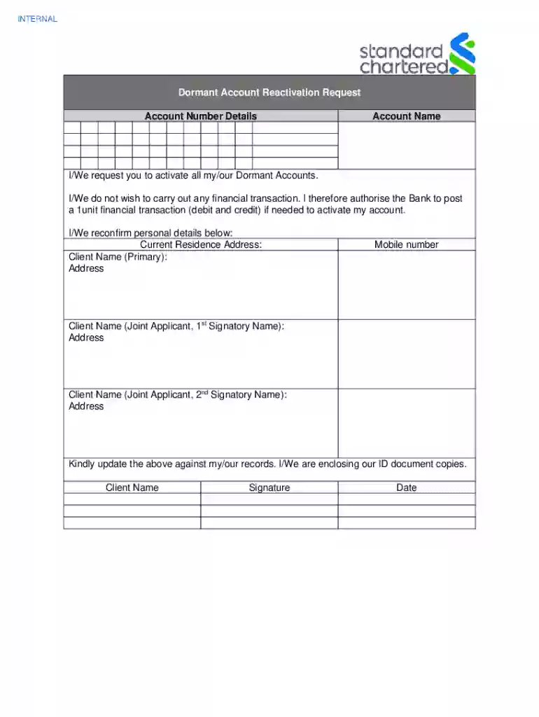 Request For Re-Activation of A Dormant Account: Branch Preview on Page 1